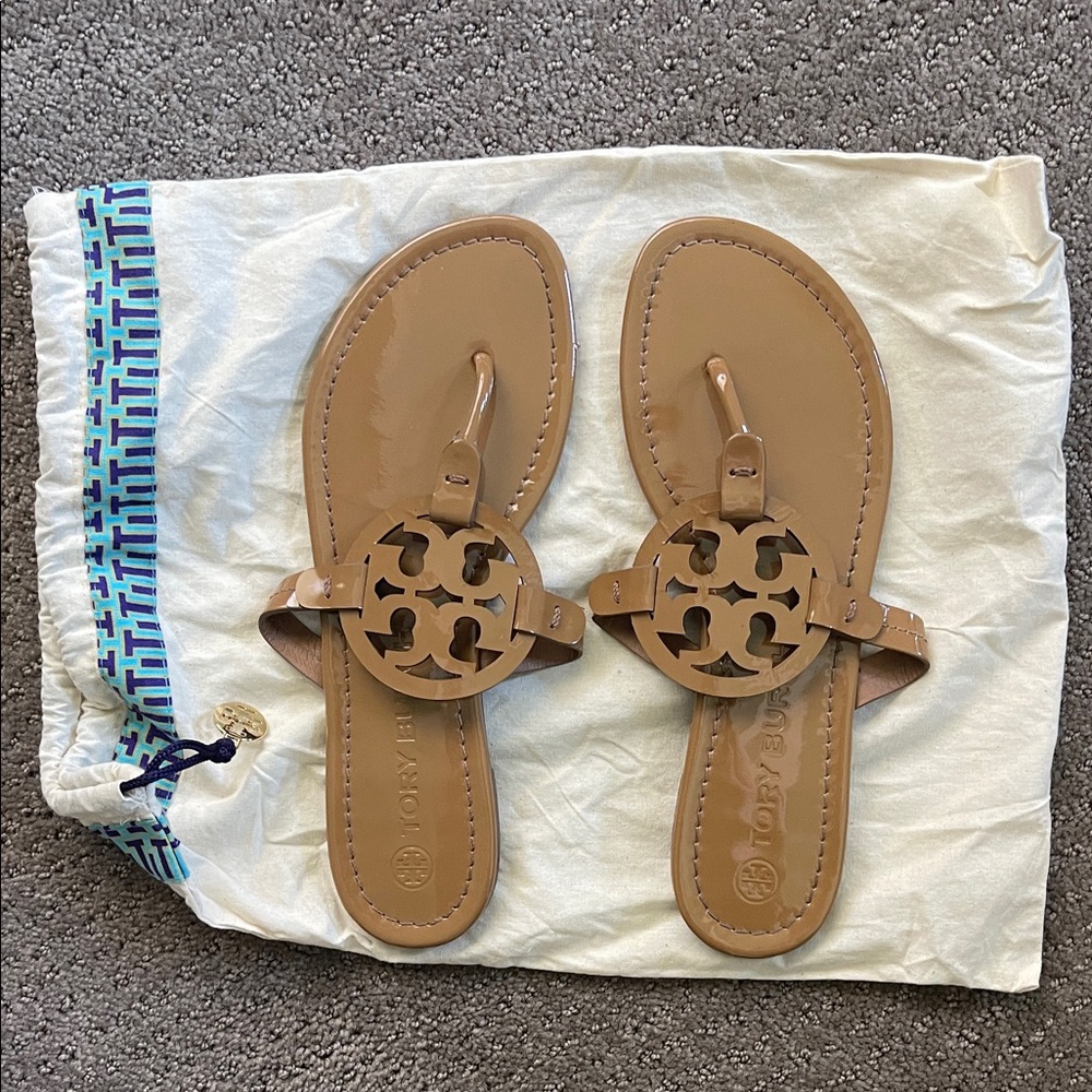 Tory Burch Brown Logo Sandals